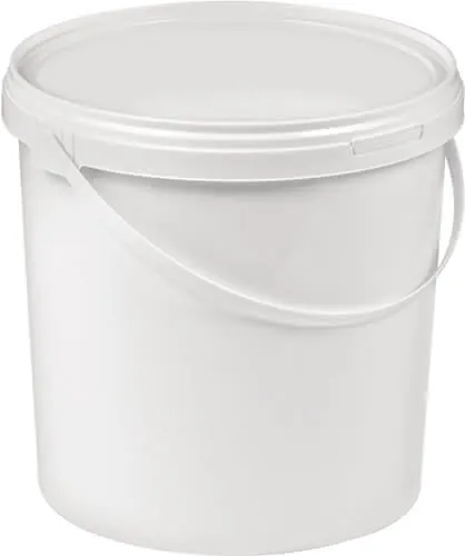 Eimer 10l Kunststoff,lebensmittelecht weiß Bügelgriff Stülpdeckel D.250mm