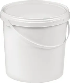 Eimer 10l Kunststoff,lebensmittelecht weiß Bügelgriff Stülpdeckel D.250mm