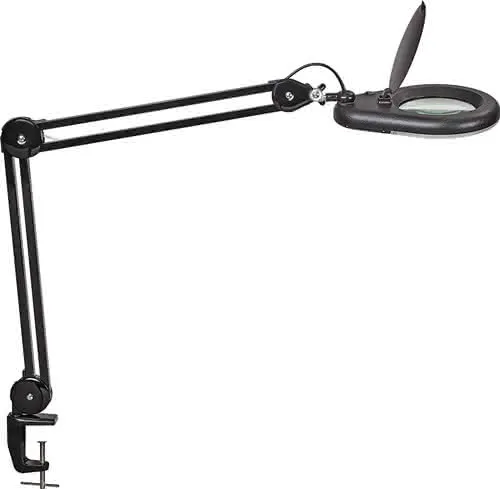 LED-Lupenleuchte Glaslinse 127mm 5Zoll Tischklemme schwarz Abdeckung,runder