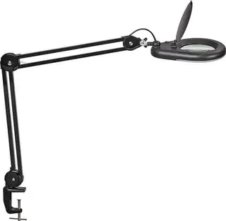LED-Lupenleuchte Glaslinse 127mm 5Zoll Tischklemme schwarz Abdeckung,runder