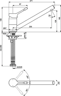Ideal Standard Küchenarmatur Ceralook, ND, Ausld.230mm, Chrom – Bild 2