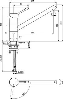 Ideal Standard Küchenarmatur Ceralook, m.hohem Auslauf, Ausld.230mm, Edst. – Bild 2