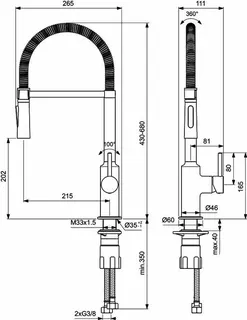 Ideal Standard Küchenarmatur Ceralook, Semi-Profi, Ausl. m.Federarm u.HB, Ausld.215mm,Chrom – Bild 4