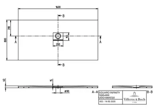 Villeroy & Boch Duschwanne Squaro Infinity 1600x800x40mm re-eckig flb Einbau AR StoneWhite – Bild 5