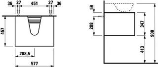 Laufen WTU THENEWCLASSIC 457x577x347 Aus mi 1Schubl P/P Waschtisch H816852 geschw. Eiche – Bild 2