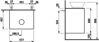 Laufen WTU THENEWCLASSIC 457x577x600 Aus mi 2Schubl P/P f Waschtisch H812852/3 geschw. Eiche – Bild 2