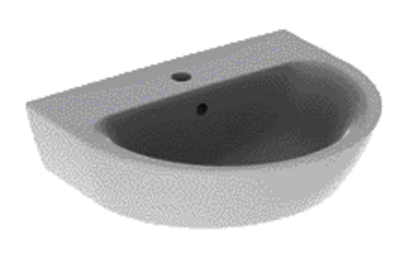 Geberit Renova Waschtisch, 55x45cm mit Hahnloch mittig, mit Überlauf, weiß, KeraTect