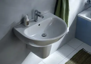 Geberit Renova Waschtisch, 60x48cm mit Hahnloch mittig, mit Überlauf, weiß – Bild 3