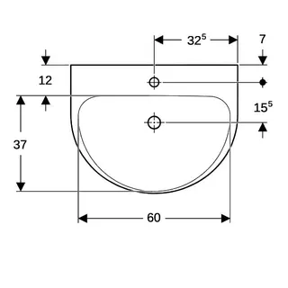 Geberit Renova Waschtisch, 65x50cm mit Hahnloch mittig, ohne Überlauf, weiß – Bild 5