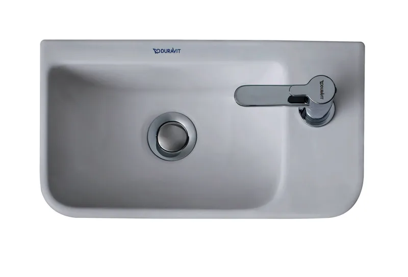 Duravit Handwaschbecken ME by Starck Weiß Seidenmatt, o.Ül, m.HLB, HL rechts