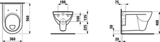 Laufen F-WC wandh. PRO 360x560 manhattan – Bild 2