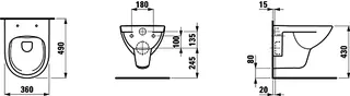 Laufen T-WC wandh. PRO 490x360 spülrandlos Ausf. kurz offene Bef. weiß – Bild 2