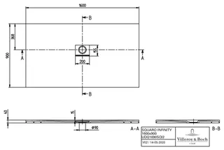 Villeroy & Boch Duschwanne Squaro Infinity 1600x900x40mm re-eckig flb Einbau AR StoneWhite – Bild 4