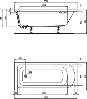 Ideal Standard Körperform-Badewanne Hotline Neu, 1700x750x465mm, Weiß – Bild 3