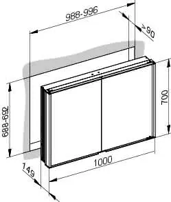 Keuco Spiegelschrank Royal Match 12813, Wandeinbau, 1000 x 700 x 149 mm – Bild 2
