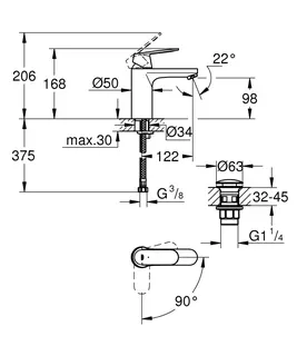 GROHE EH-Waschtisch-Batterie Eurosmart C 23928 M-Size MST kalt Push-open Abl.grt. chrom – Bild 5