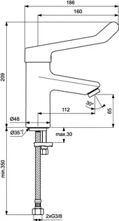 Ideal Standard Waschtisch-Armatur Ceraplus m.Klinikhebel o.Ablgarn. Ausld. 112mm Chrom – Bild 4