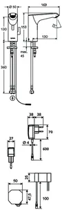 SCHELL Waschtisch-Arm. XERIS E HD-M, Elektron. Mischwasser, Steckernetzteil, mid, chrom – Bild 2
