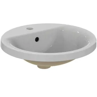 Ideal Standard Einbauwaschtisch Connect, rund, 1 Hahnloch, mit Überlauf, 480x480x175mm, Weiß