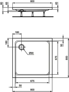 Ideal Standard Quadrat-Brausewanne Hotline Neu, 800x800x80mm, Weiß – Bild 4