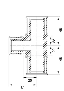comfort-press-Metall-T-Stück A20 reduziert 20 x 25 x 20mm – Bild 2