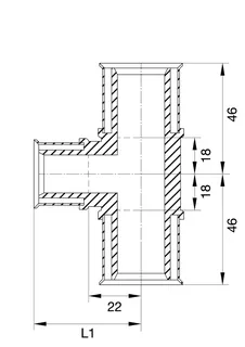 comfort-press-Metall-T-Stück A20 reduziert 25 x 16 x 20mm – Bild 2