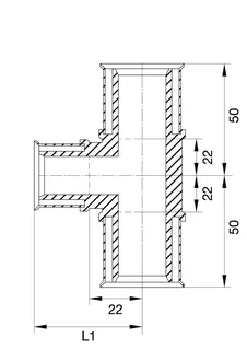 comfort-press-Metall-T-Stück A20 reduziert 25 x 25 x 20mm – Bild 2