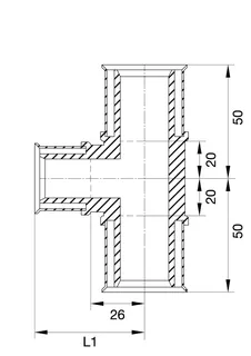 comfort-press-Metall-T-Stück A20 reduziert 32 x 20 x 32mm – Bild 2