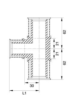 comfort-press-Metall-T-Stück A20 reduziert 40 x 20 x 40mm – Bild 2