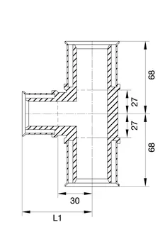 comfort-press-Metall-T-Stück A20 reduziert 40 x 32 x 40mm – Bild 2