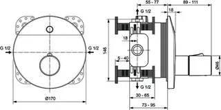 Ideal Standard Sensor-Brausearmatur UP Ceraplus,BS2, Temp.über Griff,Netz.,Ros.d:170mm, Chrom – Bild 3
