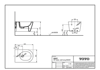 TOTO RP Bidet, wandhängend mit Hahnloch, mit Überlauf – Bild 3