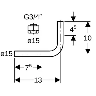 Geberit Metallrohr-Passbogen 90Gr mit Anschlussverschraubung d15 – Bild 4