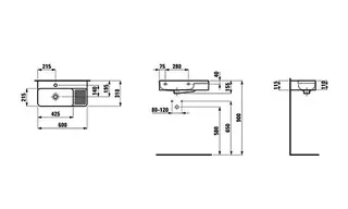 Laufen Waschtisch kompakt VAL 310x600x155 1 Hahnloch mit Überlauf rechts Ablg. rechts weiß – Bild 2