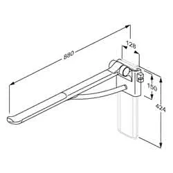 PLUS Stützklappgriff m. Dä. 850mm rechts, hö.verst., ohne WS, Anthrazit – Bild 2