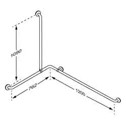 Eckhandlauf-Kombi 762x1200x1090 mm Weiß – Bild 2