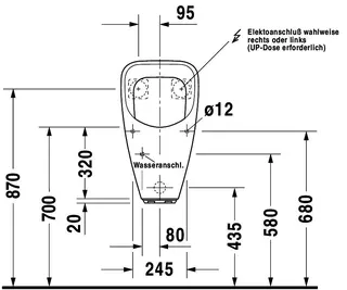 Duravit Design Classics Urinal Utronic Zul.v.h. f.Netzanschl.,o.Fliege, weiß – Bild 4