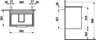 Laufen WTU BASE 391x583x515 2 Schubl m.Griff f.WT H810283 weiß glzd – Bild 2