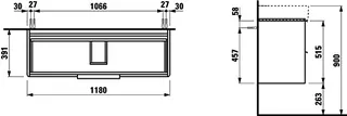 Laufen WTU BASE 391x1180x515 2 Schubl m.Griff f.WT H810289 weiß glzd – Bild 3