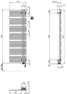sanibel Designbadheizkörper S5-EL A20 Elektro BH 1545mm BL 478mm Farbkat. 2 – Bild 2