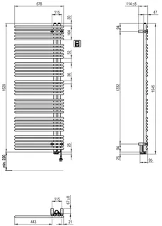 sanibel Designbadheizkörper S5-EL A20 Elektro BH 1545mm BL 578mm Farbkat. 2 – Bild 3