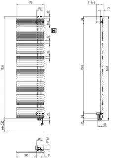 sanibel Designbadheizkörper S5-EL A20 Elektro BH 1761mm BL 478mm Farbkat. 2 – Bild 2