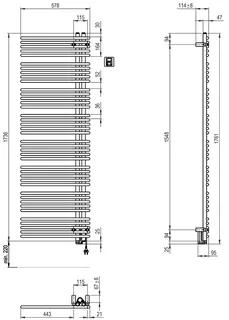 sanibel Designbadheizkörper S5-EL A20 Elektro BH 1761mm BL 578mm Farbkat. 2 – Bild 3