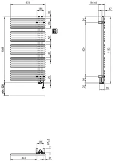sanibel Designbadheizkörper S5-EL A20 Elektro BH 1113mm BL 578mm Farbkat. 2 – Bild 3