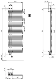 sanibel Designbadheizkörper S5-ER A20 Elektro BH 1545mm BL 478mm Farbkat. 2 – Bild 2