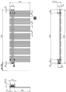 sanibel Designbadheizkörper S5-ER A20 Elektro BH 1545mm BL 578mm Farbkat. 2 – Bild 2
