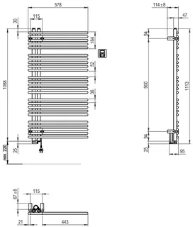 sanibel Designbadheizkörper S5-ER A20 Elektro BH 1113mm BL 578mm Farbkat. 2 – Bild 2