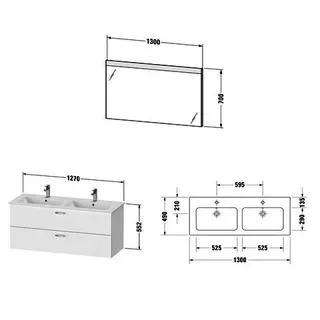 Duravit XBase Möbel-Set 1300x490mm,WT m. HL 2 WTU m. Schubk.2, Spiegel, Graphit Matt – Bild 4