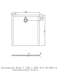 Hoesch Duschwanne Muna S 1100x1000x30 ohne Antirutsch, Material Solique, Weiß – Bild 3
