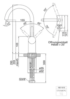 Steinberg Waschtisch-EHM ohne Ablaufgarnitur 100 1510, chrom – Bild 2